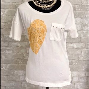 Yellow Lace Heart T-Shirt Women Size Large…